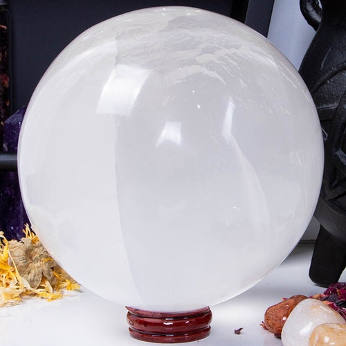 BIG Selenite crystal sphere XXL / 2kg + shops selenite polished crystal sphere
