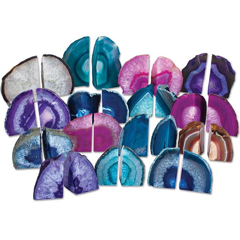 Quartz Crystal agate geode bookends pair Etsy