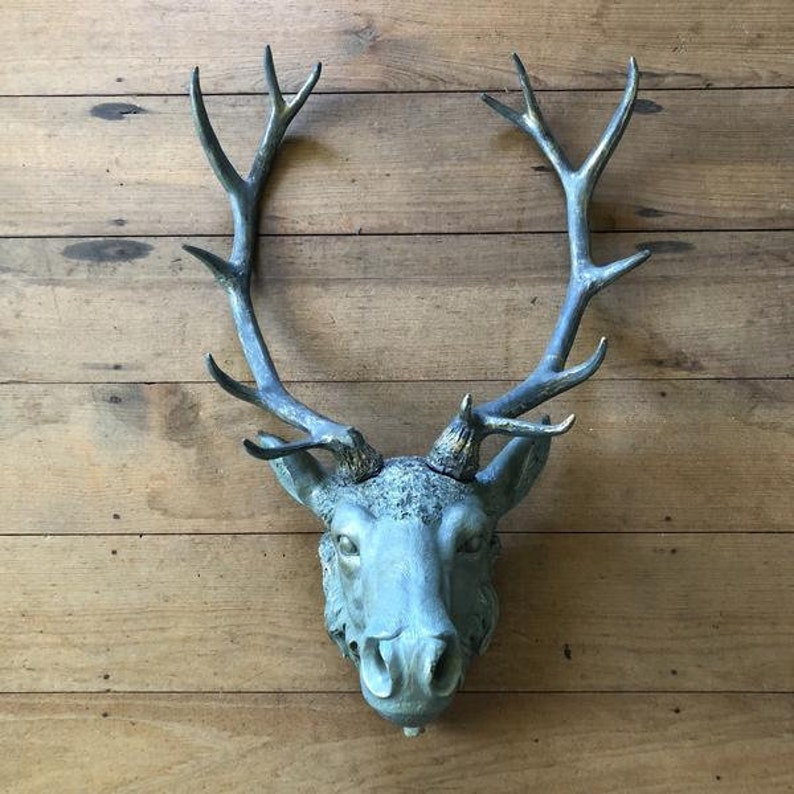 Reindeer / deer head antler mounted wall hanging Etsy