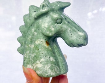 10cm Crystal unicorn horse - Serpentine unicorn horse carving or Nephrite Jade unicorn horse state