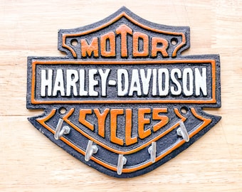 Harley Davidson motorcycles cast iron wall hooks sign