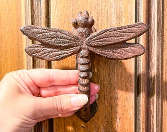 Cast iron Dragonfly door knocker wall hanging / dragon fly hook