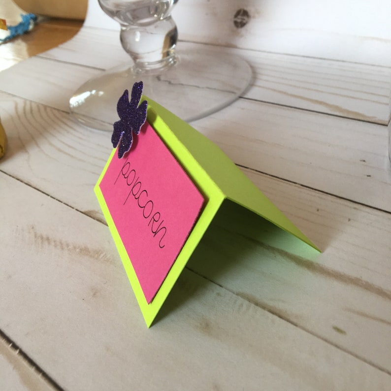 Candy Buffet Place Cards Lime Green printed Glitter Food Tent Tags Hawaiian Pink labels blank Dessert signs Tags Mini signs