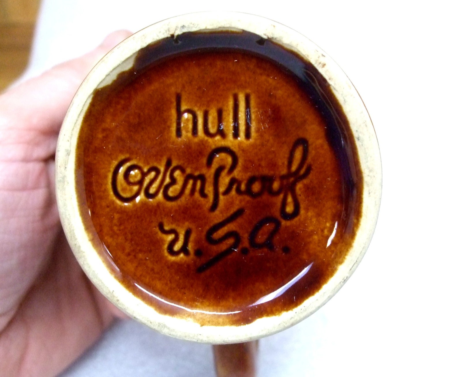 Hull Pottery Oven Proof Coffee Cup Mug Brown Beige White Drip Etsy