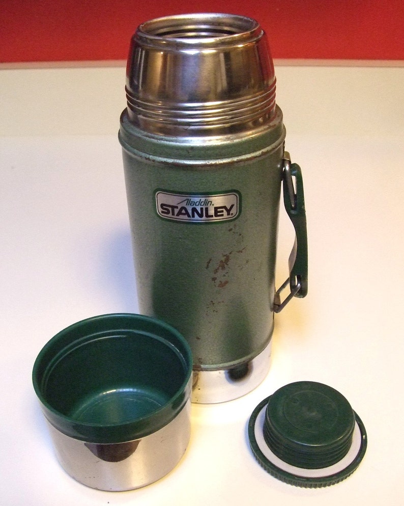 Vintage Stanley Aladdin A 1350 B Green Chrome 24 Ounce Thermos Etsy