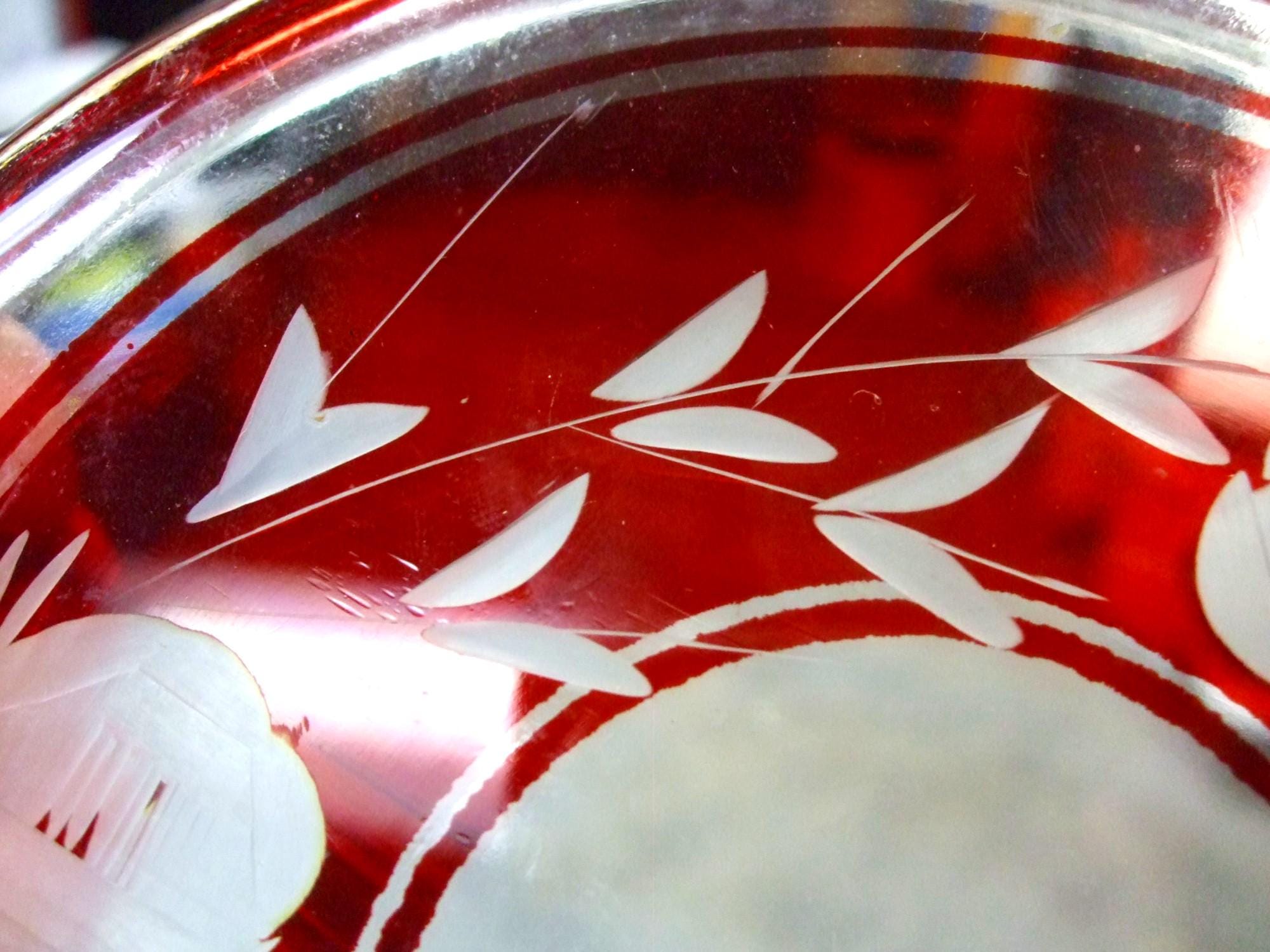 Ruby Red Pyrex Vintage Pyrex Ruby Red Casserole Lid, Etched Floral Glass (8.25 ...