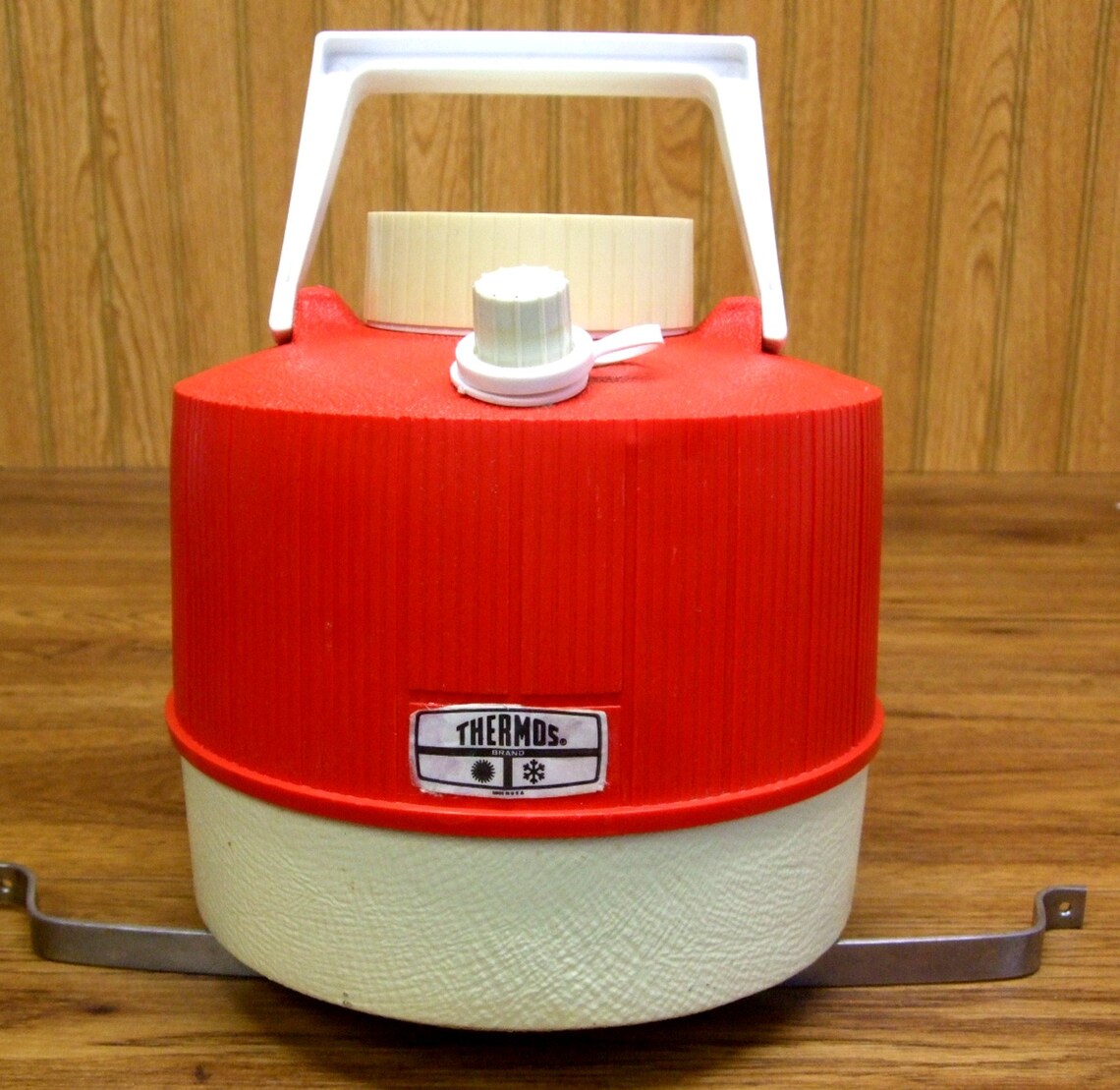 Thermos Brand Picnic Jug Cooler Red Reddish Orange off White Etsy