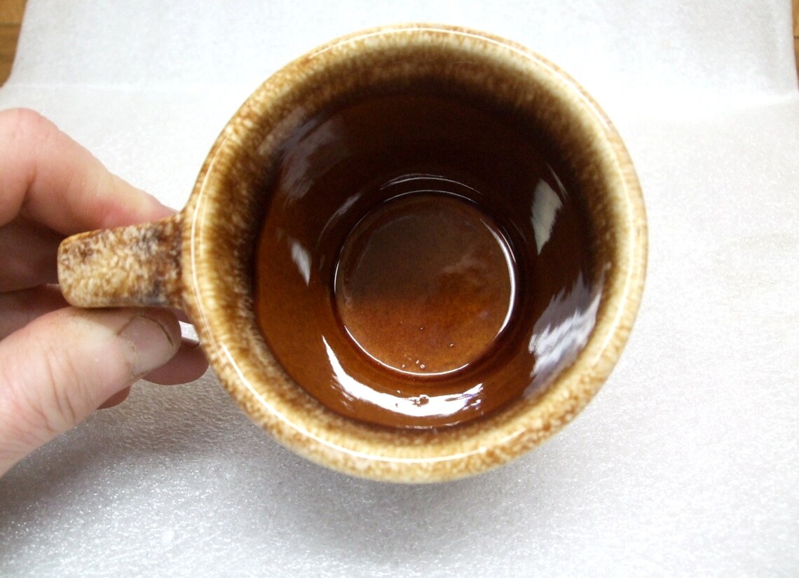 Hull Pottery Oven Proof Coffee Cup Mug Brown Beige White Drip Etsy