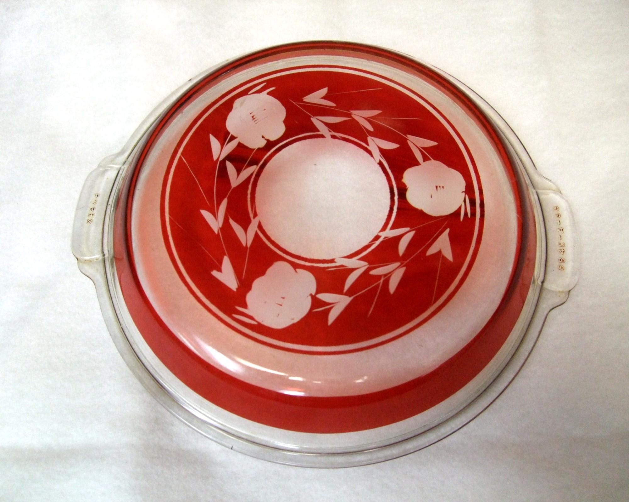 Ruby Red Pyrex Vintage Pyrex Ruby Red Casserole Lid, Etched Floral Glass (8.25 ...