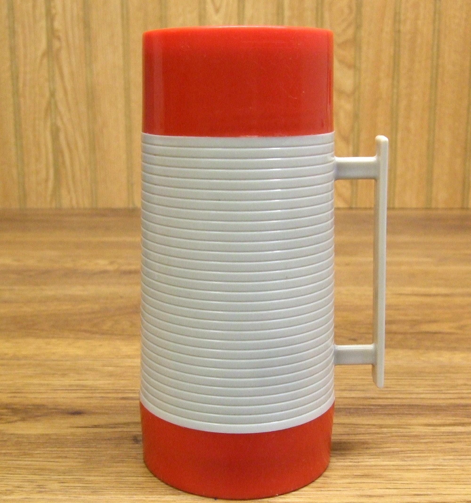 Vintage 12 swallow brand large red metal soup thermos wide mouth