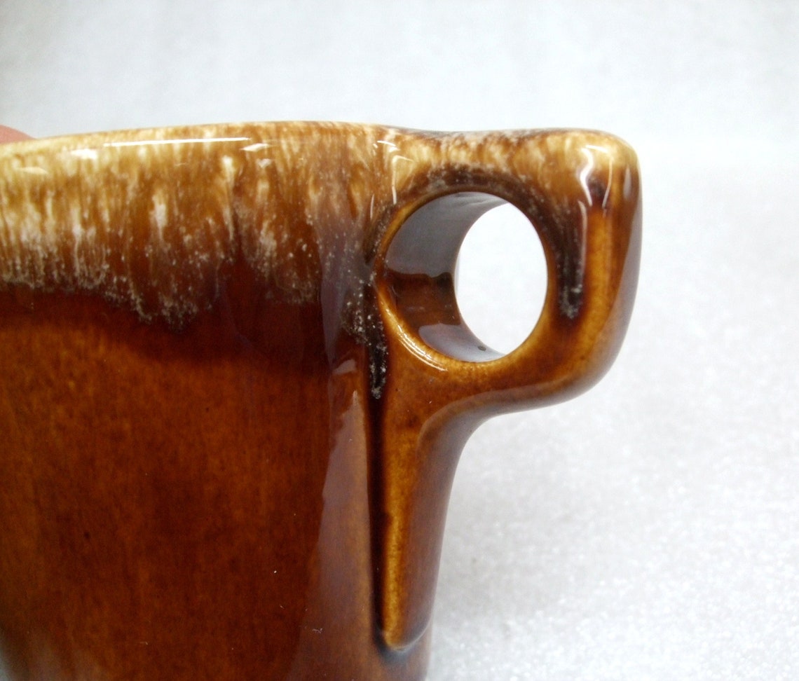 Hull Pottery Oven Proof Coffee Cup Mug Brown Beige White Drip Etsy