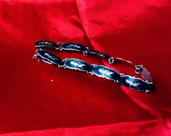 Siam Sterling and Black Enamel Bracelet Vintage from the 1950”s