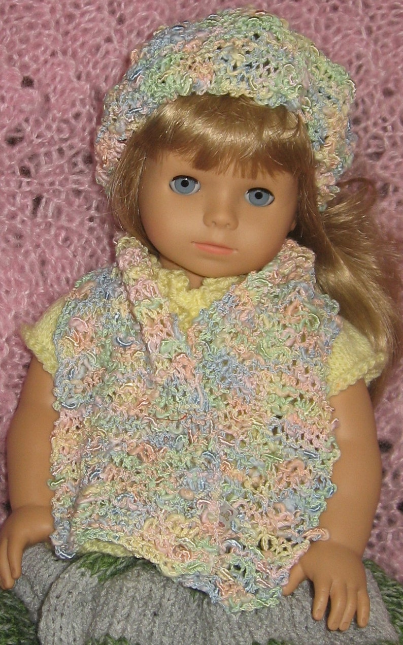 American Girl Doll Hand Knit Hat and Scarf bild 2