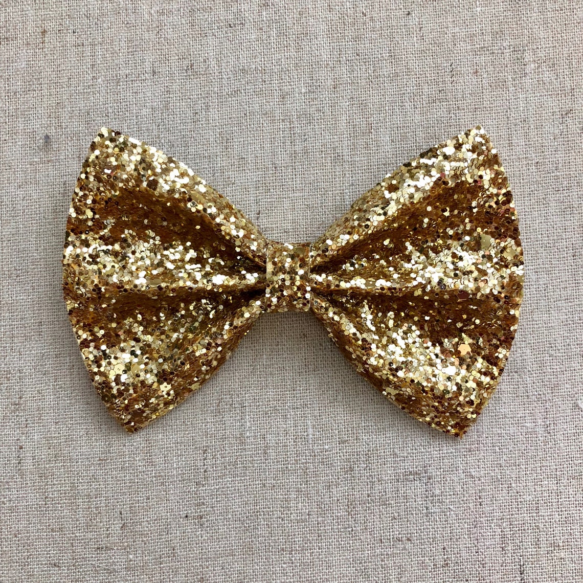 Premium Yellow Gold Glitter Bow Tie and Hair Bow Gold Glitter | Etsy