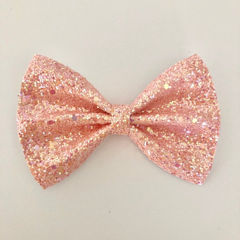 Powder Pink Glitter Bow Tie Bow Baby Pink Glitter Bow Tie Etsy
