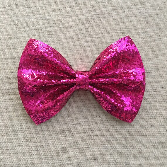 Magenta Pink Glitter Bow Tie Bow majenta Glitter Bow Tie Bow | Etsy