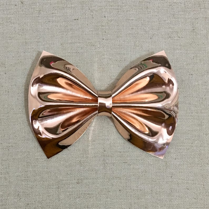 Rose Gold Mirror Vinyl Faux Leather Bow Tie Hair