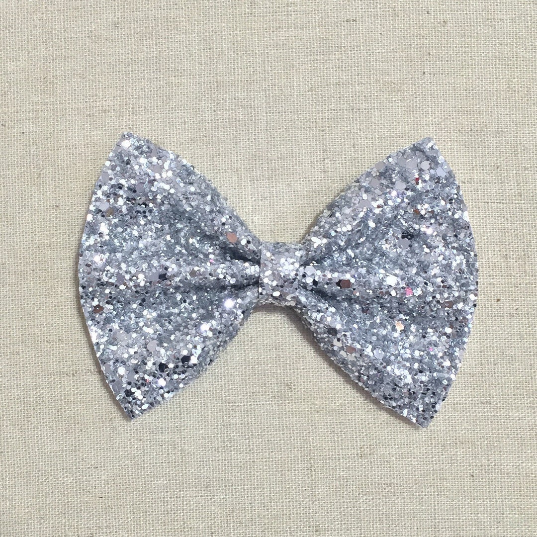 sparkly silver bow tie