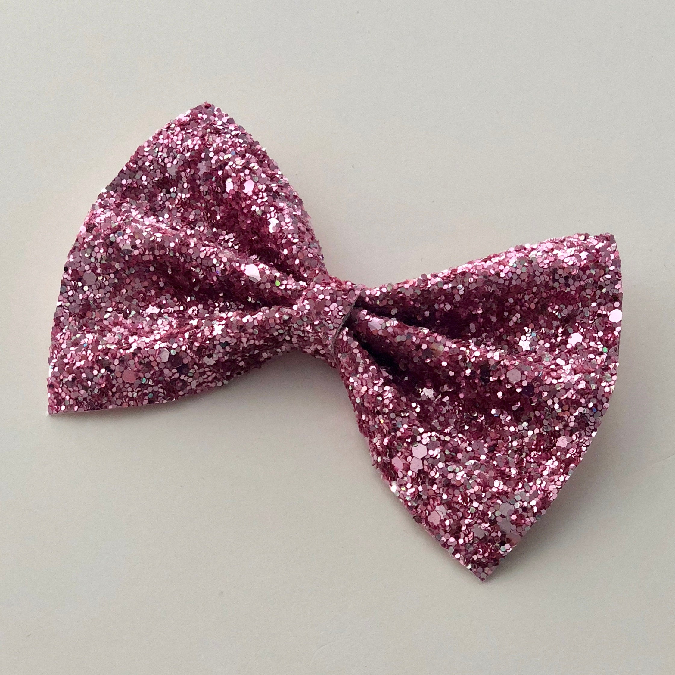 Champagne Pink Glitter Bow Tie and Hair Bow Holo Pink Glitter | Etsy