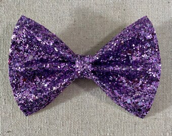 Premium Lavender Glitter Bow Tie Bow, Purple Glitter Bow Tie Bow, Purple Glitter Hair Bow