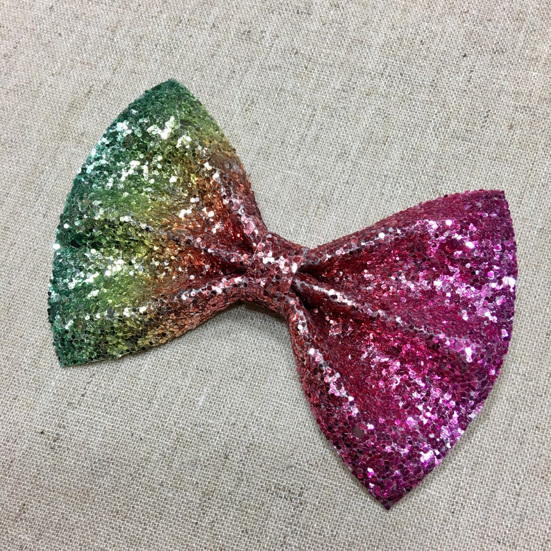 Rainbow Glitter Bow Tie Rainbow Glitter Hair Bow Glitter Etsy