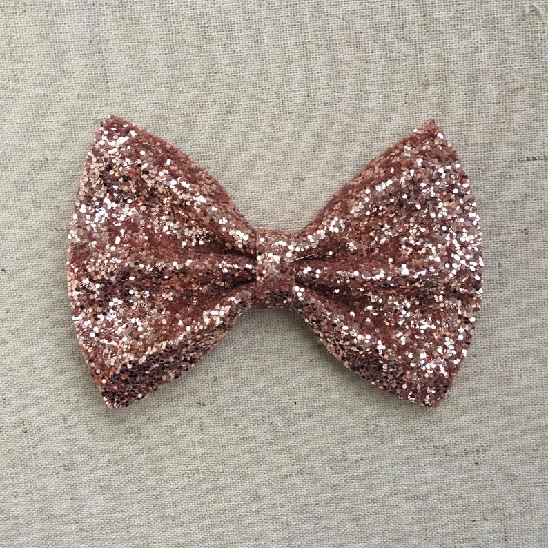 Rose Gold Glitter Bow Tie Rose Gold Glitter Hair Bow Glitter Etsy