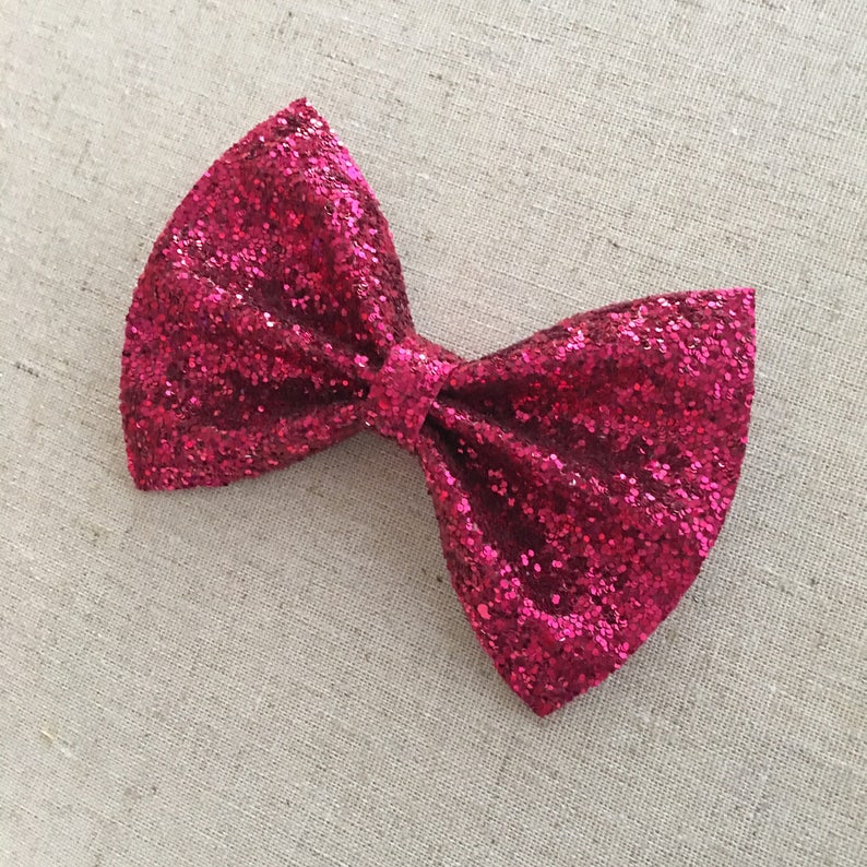 Premium Magenta Pink Glitter Bow Tie Bow Majenta Glitter Bow - Etsy