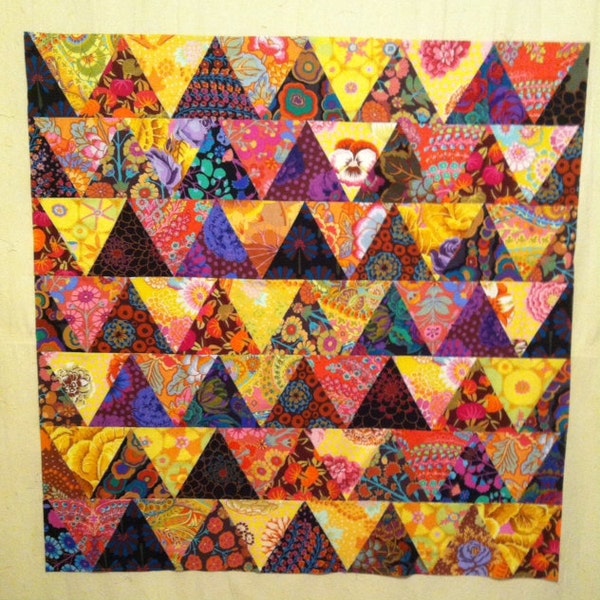 QUILT TOP Kaffe Fassett fabric...Triangle Row tablecloth Circa 2014