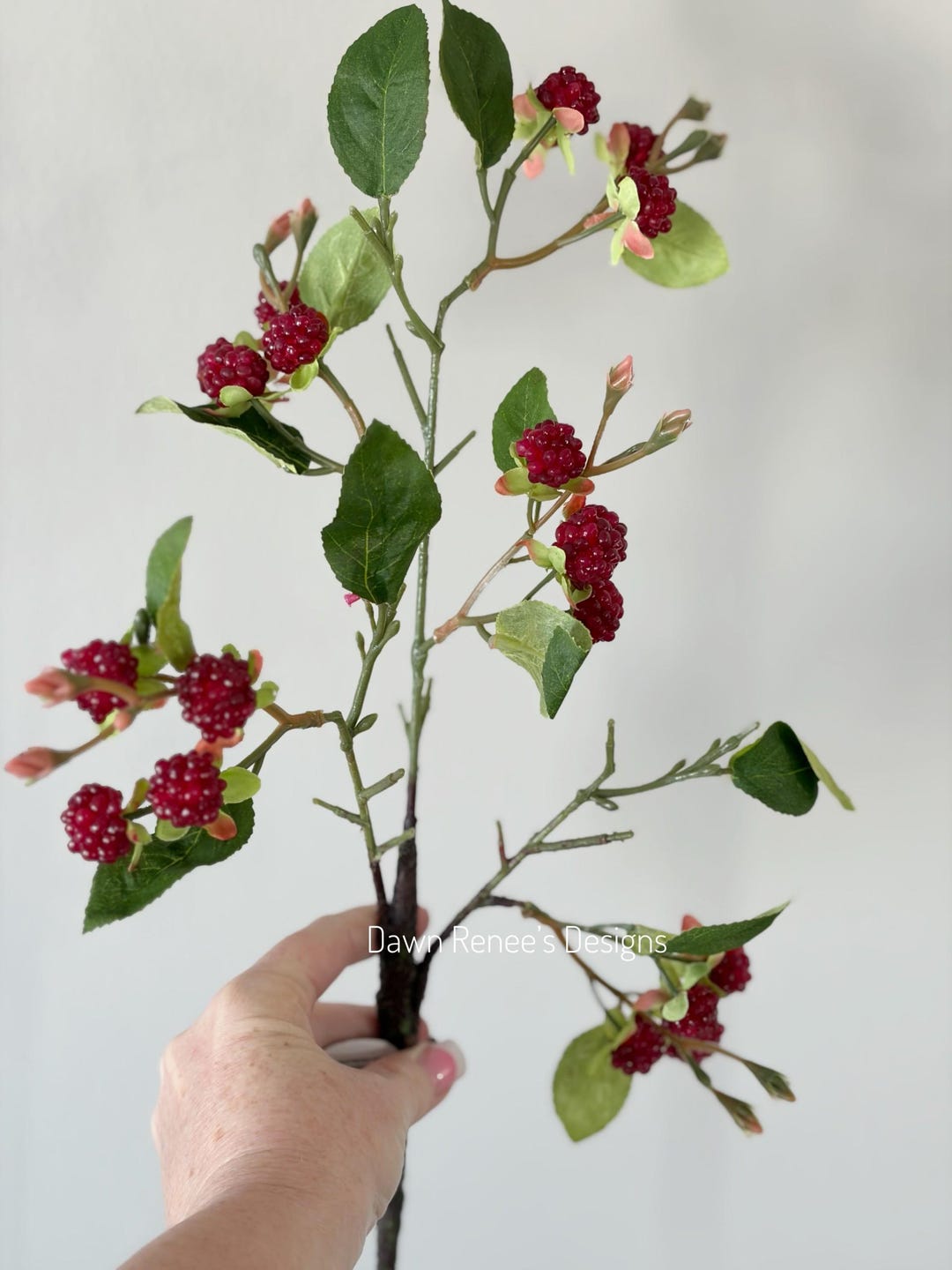 Wild Raspberry Artificial Faux Stem, Realistic Raspberries for Flower ...