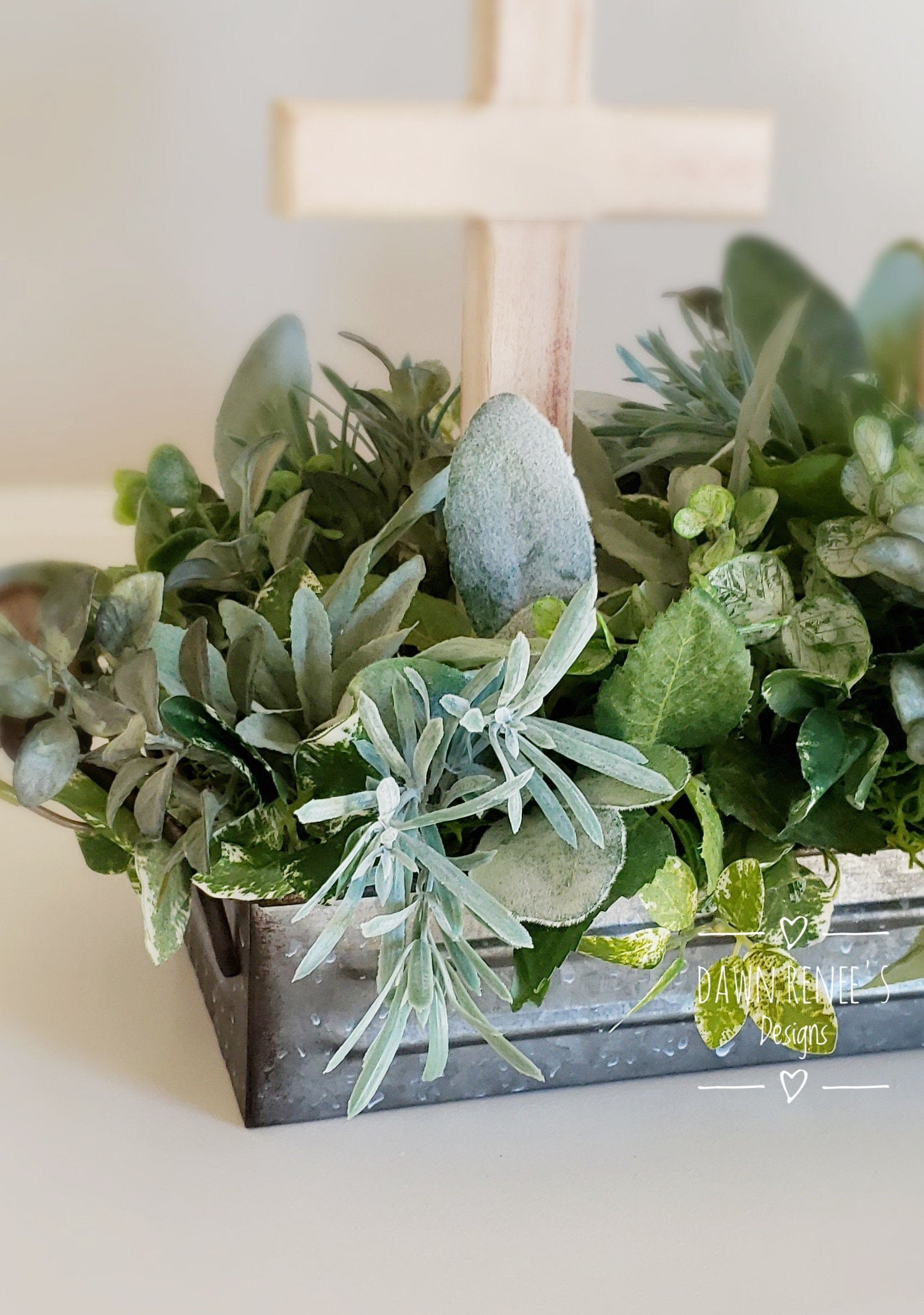 Easter Centerpiece 3 Crosses Religious Arrangement Neutral Etsy