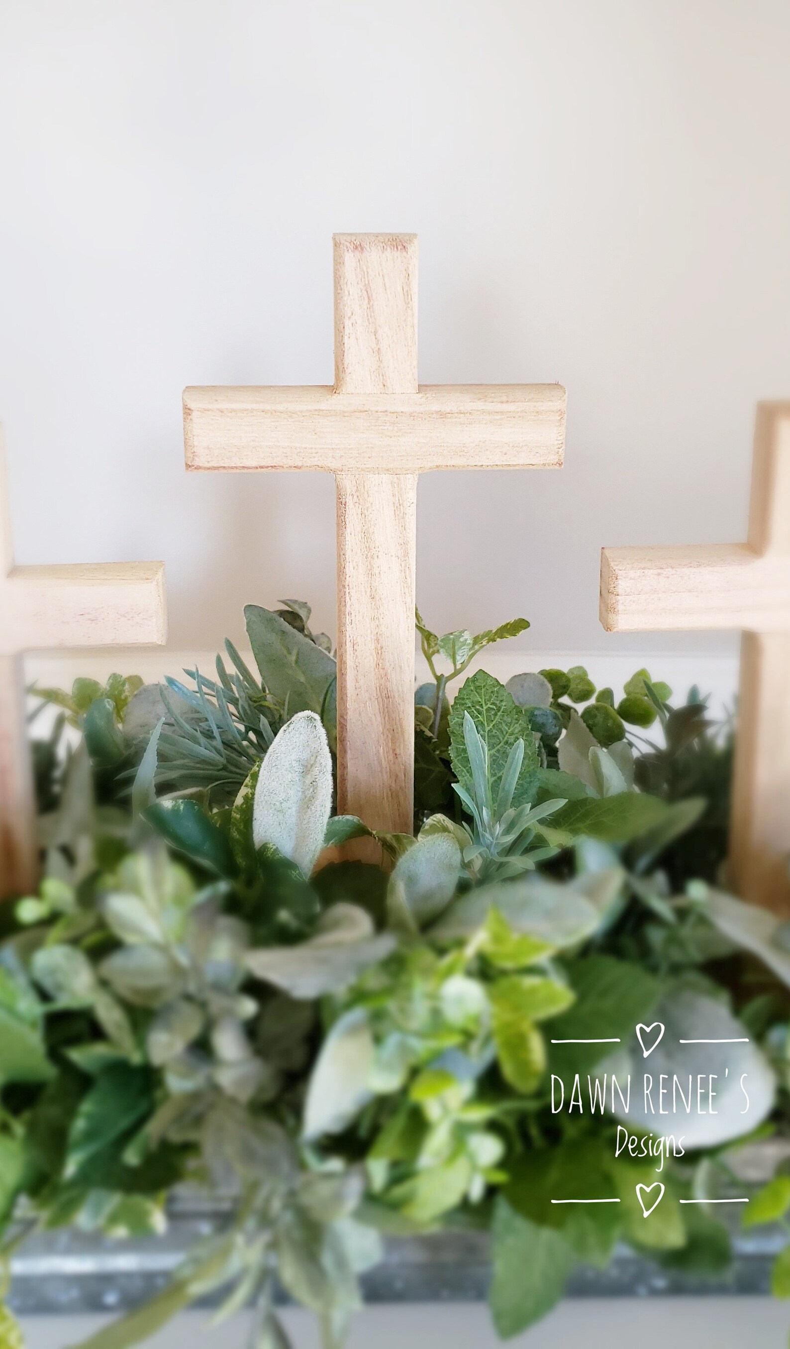 Easter Centerpiece 3 Crosses Religious Arrangement Neutral Etsy