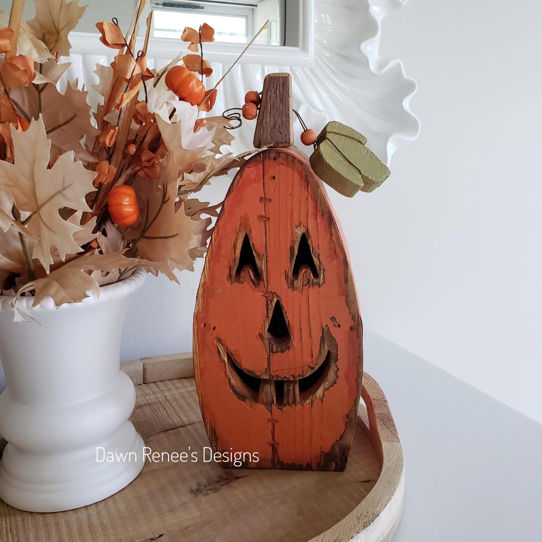 Jack O Lantern Decor Halloween Decorations Rustic Jack O Lanterns Wood ...