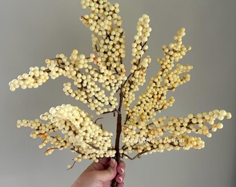Cream Berries, Artificial Fall Berry Stems For Vase Faux Berries For Arrangements DIY Wreath Crafts Winter Wedding Holiday Season Home Decor