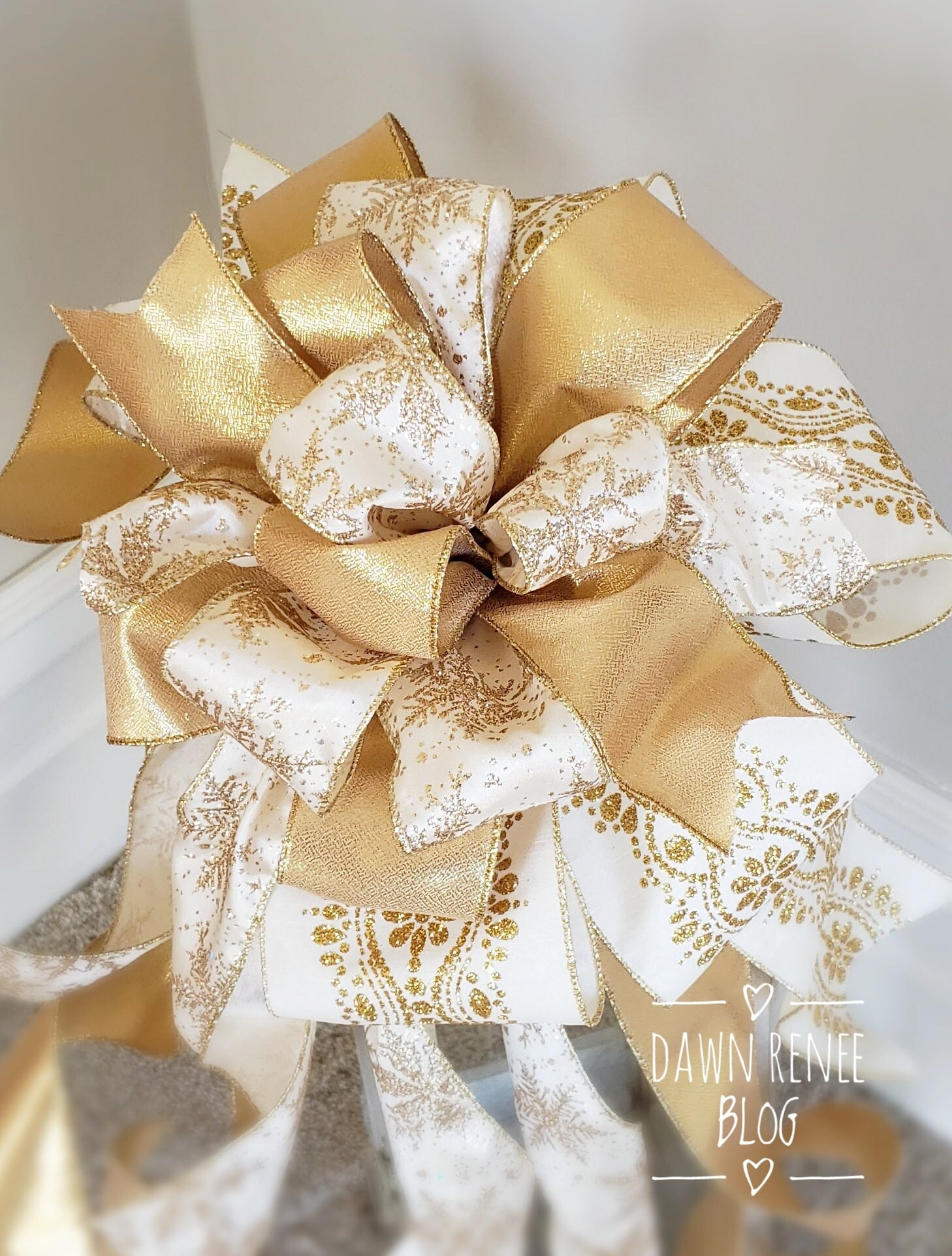 Christmas Bows Gold White Christmas Decor Gold White Bows  Etsy