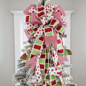 Christmas Tree Bows Large Bows Red White Green Grinch Christmas Tree Long Streamers