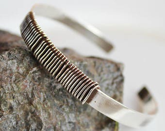 Bracelet manchette en argent, bande moderne pour hommes