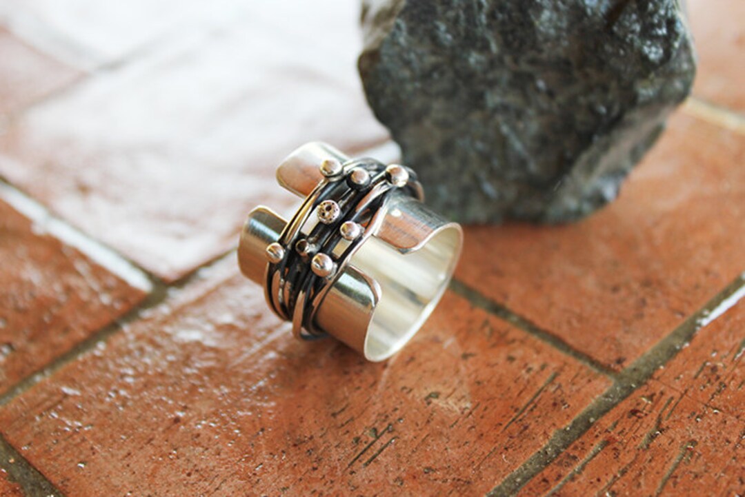 Statement 2 Separate Silver Rings in One Like Spiner Ring - Etsy