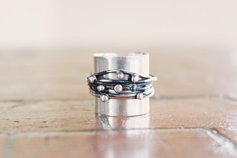 Statement 2 Separate Silver Rings in One Like Spiner Ring - Etsy