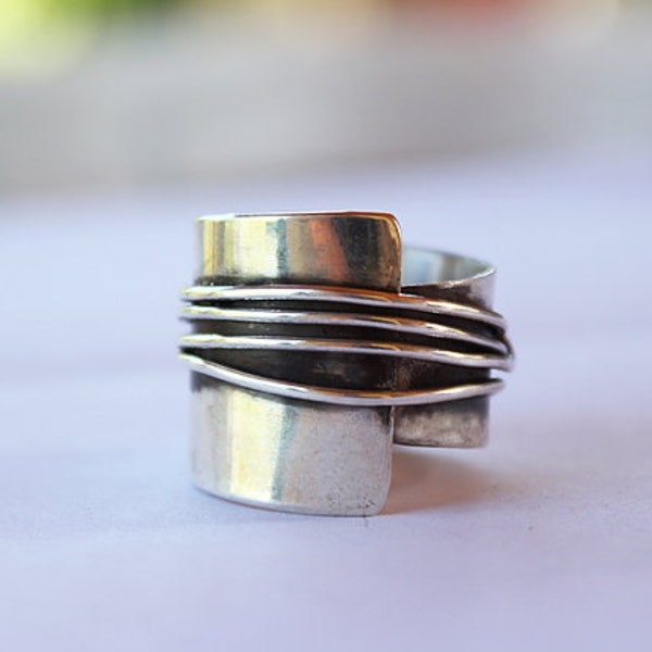 Wide band ,chunky Silver ring,