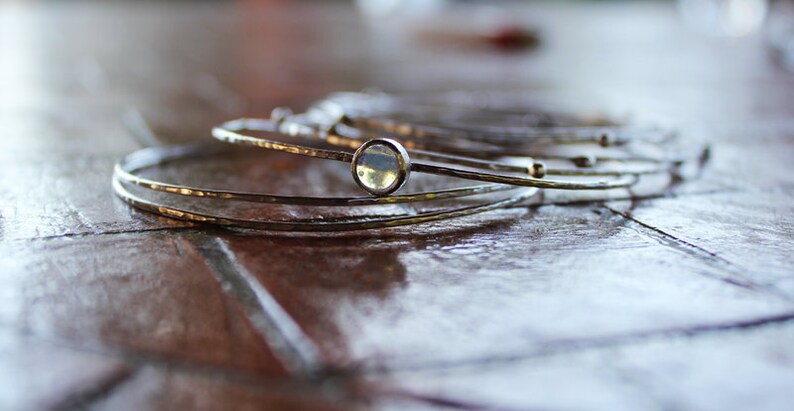 artisan silver bracelet,Opal bangle,Hammered Sterling Silver Stacking Bangles Solid Sterling Silver stacking bangles