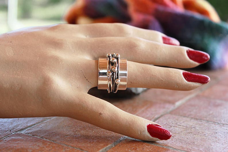 Statement 2 Separate Silver Rings in One Like Spiner Ring - Etsy