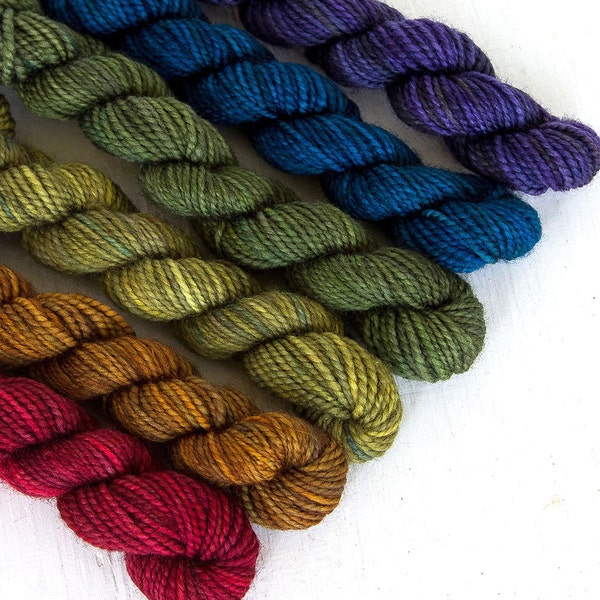 DIRTY RAINBOW 240 yard mini-skein set, High Twist Sock, superwash, merino, fingering weight, sock yarn, gradient, ombre