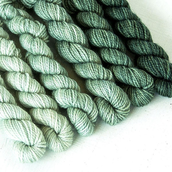 JADEITE 240 yard gradient yarn mini-skein set, American Sock, superwash, merino, fingering weight, sock yarn, gradient, ombre