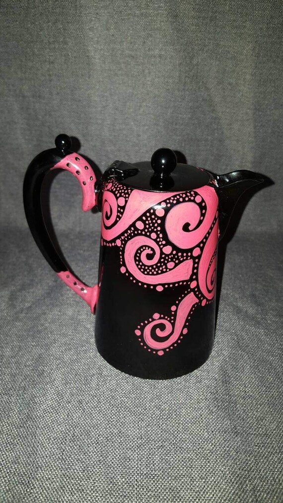 Items similar to Hand painted pewter tea kettle. Original design. on Etsy
