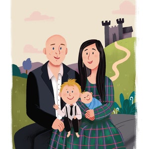 Family portrait illustration, Christmas custom gift, Custom illustration, Illustrated Family portrait, Custom cartoon, Personalized portrait