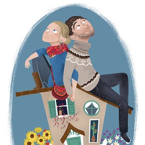 custom illustration, portrait made to order, couple portrait, illustration, Custom portrait of couple, Custom couple illustration