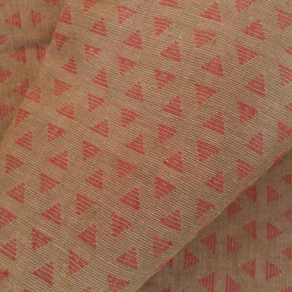 1 yard tissu coton du Sud, indien coton tissu - Beige et tissu de coton rouge