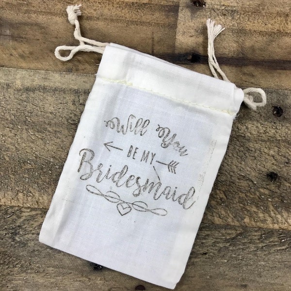 Will You Be My Bridesmaid Hand-Stamped Cotton Bag Pouch