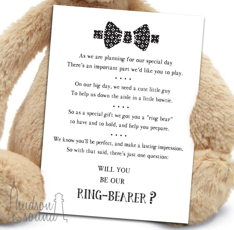 SALE Will You Be My Ring Bearer ring Bear Card. Etsy