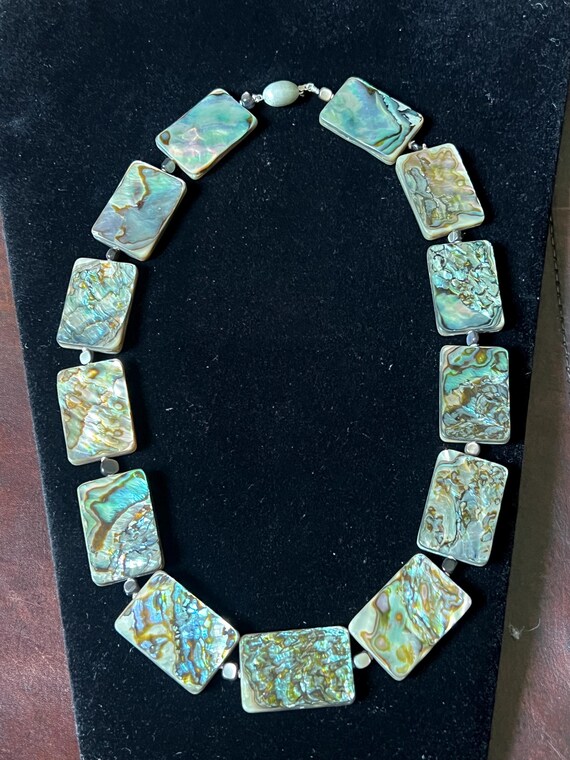 Vintage rectangular abalone necklace. - image 5